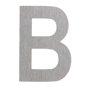 Litera B, metalica, pentru poarta, autoadeziva, inox, 80 mm