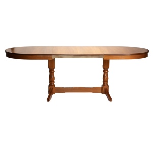 Masa extensibila Euro 2 lemn masiv, culoare cires , blat MDF furniruit, 12 persoane, 155 192.5 230x97x76 cm - Img 3