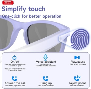 Ochelari de soare inteligenti, Bluetooth, functie audio, lentile fotocromatice, Mov - Img 3