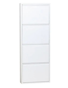 Pantofar metalic cu 4 usi, 138 x 50 x 15 cm, alb - Img 1