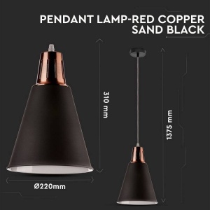 Pendul Con cupru negru V-TAC D220 - Img 2