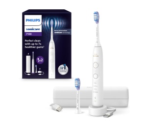 Periuta de dinti electrica Philips Sonicare HX7420/02, 62.000 miscari/minut, conectata la apilcatie, autonomie 21 zile, 4 mod de periere,3 intensitati, senzor presiune luminos, functia BrushSync, 2x capete periere GumCare, toc functie incarcare, alb