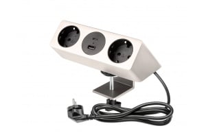 Priza prindere blat, 2 x Schuko, 2 x USB, inox, Sofito, GTV - Img 1