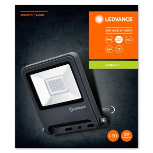 Proiector LED Ledvance ENDURA FLOOD, 30W, 220-240V, 2700 lm, lumina neutra (4000K), IP65, 193x170x39mm, aluminiu, Gri - Img 1