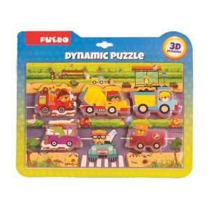PUZZLE DIN SPUMA EVA, MASINI SI SEMNE DE CIRCULATIE, 17 PIESE, PUEDO - Img 1