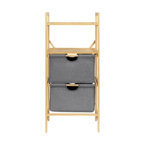 Raft depozitare si organizare KL6554, cu 4 nivele, sertare textile, lemn, multifunctional, natur gri - Img 3