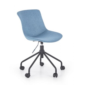 Scaun birou copii HM Doblo, ergonomic, roti pivotante, cadru cromat, stofa, inaltime ajustabila, 100 kg, turcoaz - Img 1