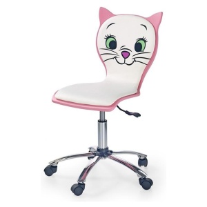 Scaun birou copii HM Kitty 2, Ergonomic, Cadru Polipropilena, Piele ecologica, Inaltime ajustabila, 80 kg, 95x55x35 cm, Alb - Img 2