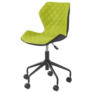 Scaun birou copii HM Matrix, Ergonomic, Cadru Cromat, Stofa Piele ecologica, Roti pivotante, Inaltime reglabila, 100 Kg, Negru Verde - Img 2