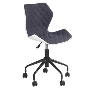 Scaun birou copii HM Matrix, Ergonomic, Cadru Metalic, Stofa Piele ecologica, Roti pivotante, 100 Kg, Alb Gri