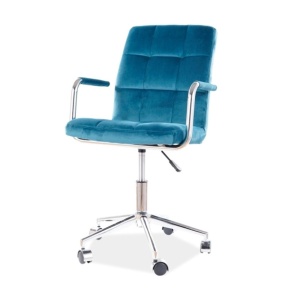 Scaun birou copii SL Q022, ergonomic, cadru otel, piele ecologica, inaltime ajustabila, roti pivotante, 60 Kg, turcoaz - Img 2