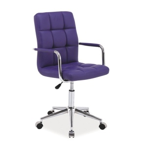 Scaun birou ergonomic, HM Gonzo 2, cadru cromat, tapiterie piele ecologica, mecanism de balans, roti pivotante, 90 kg, mov - Img 1