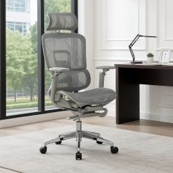 Scaun birou ergonomic multifunctional SYYT 9520, mesh, sezut culisabil, brate 4D, role gumate, 120 kg, gri - Img 2