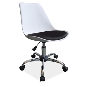 Scaun birou ergonomic, SL Q777, polipropilena, tapiterie piele ecologica, mecanism de balans, 100 kg, alb negru