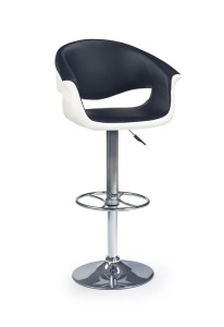 Scaun de bar HM H46, Piele ecologica, Rotativ, Inaltime ajustabila, Cu spatar, Inaltime ajustabila, 90 kg, 115x60x46 cm, Alb Negru