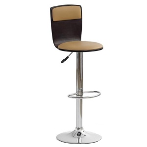 Scaun de bar HM H7, Placaj curbat, Piele ecologica, Inaltime ajustabila, Rotativ, 90 kg, Wenge