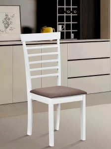 Scaun de living si bucatarie din lemn masiv Montreal, tapiterie stofa,100 kg, 94x49x40 cm, alb maro