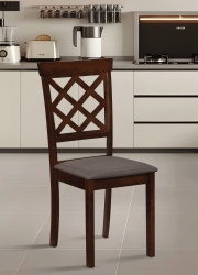 Scaun de living si bucatarie din lemn masiv Vienna, tapiterie stofa,100 kg, 94x49x40 cm, nuc/maro