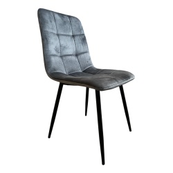 Scaun de living si bucatarie Rizea FDC4, tapiterie catifea, cadru metalic, 90 kg, 85x44x40 cm, gri - Img 4