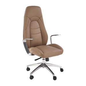 Scaun directorial HM Darwin, piele ecologica, confortabil, mecanism multiblock, 100 kg, capuccino
