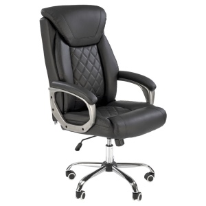 Scaun directorial HM Helder, piele ecologica, robust, inaltime reglabila, mecanism de balansare, 100 kg, negru