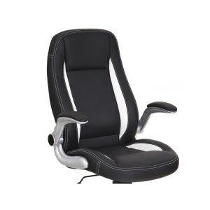 Scaun directorial HM SATURN, Cadru Polipropilena, Piele ecologica, Cotiere ajustabile, Mecanism de balansare, 120 Kg, Negru - Img 3