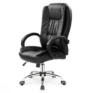 Scaun directorial MH Rudy, Ergonomic, Mecanism balans, Piele ecologica, Confort sporit, Inaltime reglabila, 110 Kg, Negru - Img 2