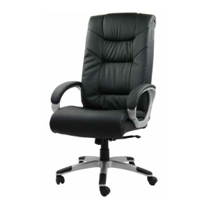 Scaun directorial OFF 315, piele ecologica, mecanism de balans, robust, baza polipropilena, 150 kg, negru - Img 2