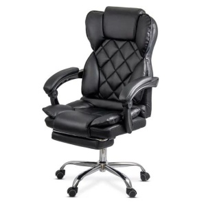 Scaun directorial OFF412, piele ecologica, mecanism asincron, robust, suport picioare retractabil, 120 kg