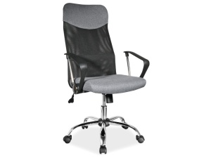 Scaun directorial SL Q025, suport lombar, stofa mesh, mecanism de balans, cadru cromat, 100 kg, gri
