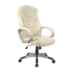 Scaun directorial SL Q031, Piele ecologica, Inaltime reglabila, Mecanism de balans, Cadru polipropilena, 100 Kg, Crem