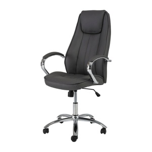 Scaun directorial SL Q036, Piele ecologica, Cadru Metalic, Inaltime ajustabila, 100 kg, Gri - Img 2