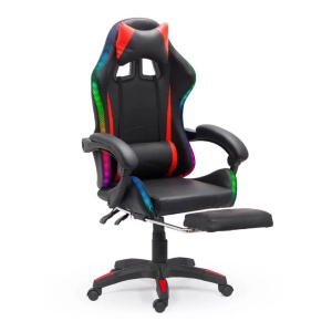 Scaun gaming cu iluminare LED RGB OFF 303, perne detasabile, suport picioare retractabil, polipropilena, 110 kg - Img 1