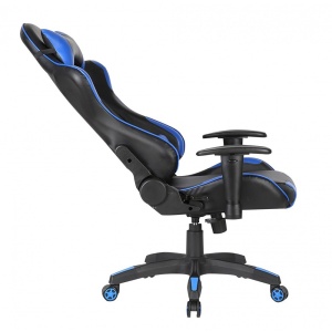 Scaun gaming GN90 Silverstone, suport lombar, perna tetiera, cotiere reglabile, rotativ, mecanism multiblock, 150 kg, negru albastru - Img 3