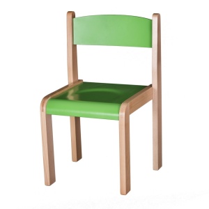 Scaun lemn gradinita Bambi, H35, verde - Img 3
