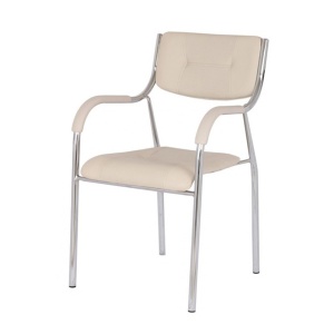 Scaun vizitator GN cu manere, cadru cromat, piele ecologica, 150 kg, bej - Img 2
