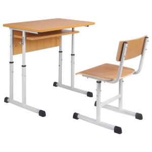 Set birou si scaun scolar, inaltime reglabila, natur - Img 2