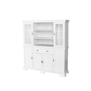 Set comoda living VM4 si vitrina VMN5, Alb Antichizat - Img 2