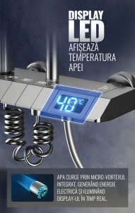 Set de dus smart, display LED, afișaj digital, 4 moduri de curgere, ajustabil, HP060GR, iHunt - Img 2