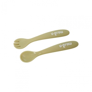 Set diversificare 5 piese silicon : baveta, bol, farfurie, lingurita si furculita, olive, U-Grow - Img 6