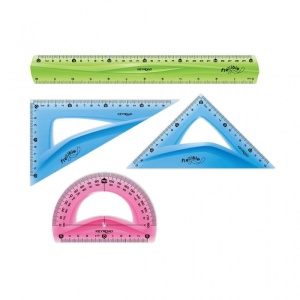 Set geometrie 4 piese, 30 cm, silicon flexibil, diverse culori