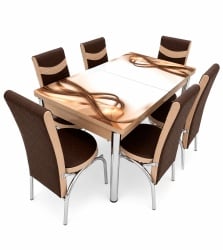 Set masa extensibila cu 6 scaune 117 - model elegant maro