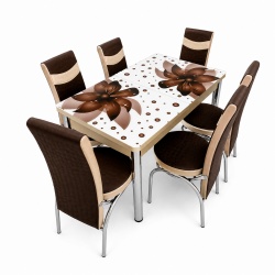 Set masa extensibila cu 6 scaune 1631 - model floral maro
