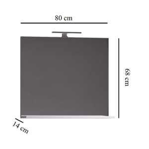Set mobilier baie suspendat, cu lavoar ceramic, GN0541, front MDF, 80 cm, 2 sertare, glisiere soft close si oglinda cu polita GN0551, PAL, alb - Img 3