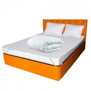Set Saltea cu spuma, Venus Eco Memory 180x200x17cm, cu spuma poliuretanica, memory foam 2 cm, fermitate mediu spre tare, Saltsib plus Pachet textile Avantaj cu 2 perne matlasate 50x70cm, husa hipoalergenica, lavabila la 95 C si pilota iarna, 200x200cm