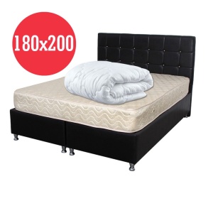 Set Saltea ortopedica cu arcuri, Super Ortopedica Sofia, 180x200x20cm, fermitate medie, cu plasa arcuri tip Bonell, fata vara-iarna, sistem aerisire cu butoni, Saltex plus pilota microfibra iarna, umplutura fibre de poliester, 200x220cm - Img 2