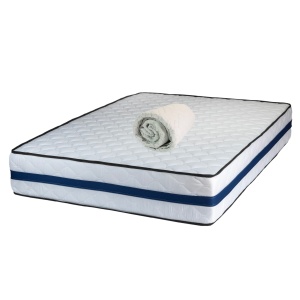 Set Saltea ortopedica, Iris Super Lux Comfort, 140x200x26cm, fermitate tare, cu plasa de arcuri tip Bonell, sistem de aerisire banda Spaceair, Saltsib plus husa hipoalergenica, microfibra, lavabila la 95 C