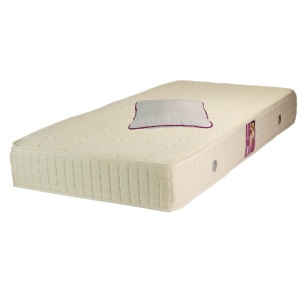 Set Saltea ortopedica, tip relaxa, Dafin Lux Ortopedic, 90x200x21cm, fermitate medie, plasa arcuri tip Bonell, fata vara-iarna, sistem de aerisire cu butoni, Salt Confort plus perna microfibra 50x70cm, lavabila la 60 C