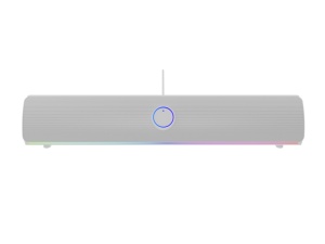 Soundbar GENESIS HELIUM 312BT 2.0, putere 10W, lungime cablu 150cm, frecventa raspuns 100 - 20000 Hz, iluminare multicolor, interfata USB-A, alb