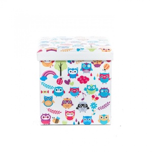 Taburete cu spatiu depozitare, Design, MDF Piele ecologica, 100 kg, 38 x 38, Owls New - Img 3